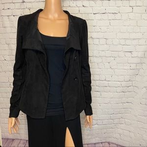 BCBG cute black jacket w/buttons and high collar size small